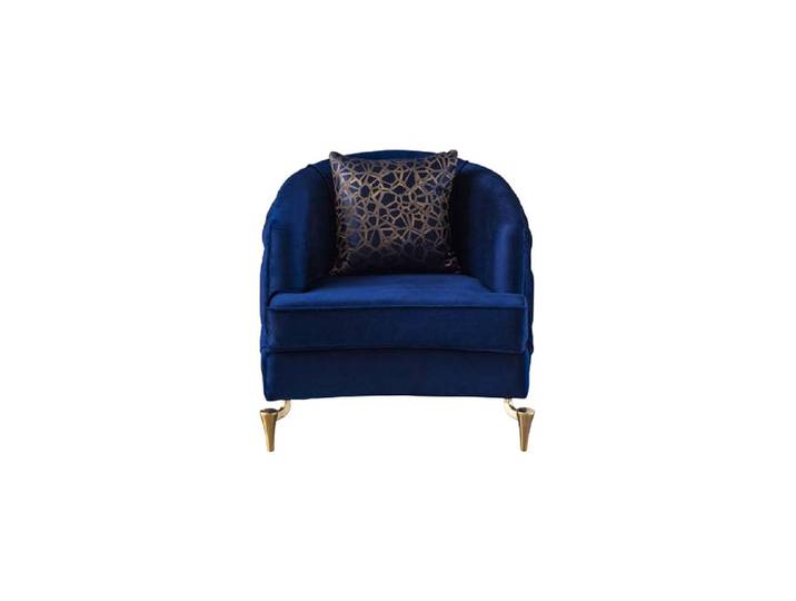 JVmoebel Chesterfield-Sessel Chesterfield Sessel in Blau mit goldenen Edelstahlfüßen (Packung, Sessel), Made in Europa