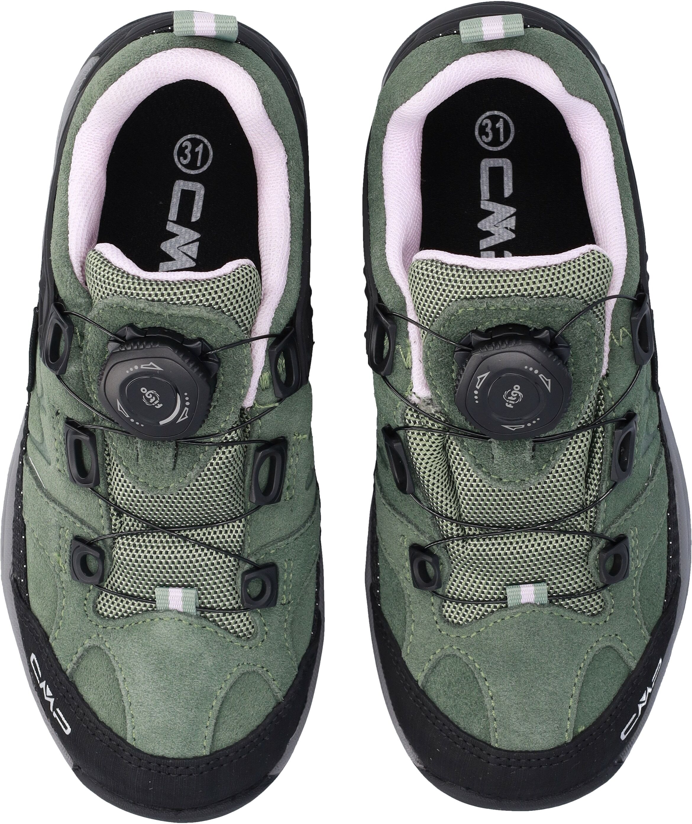 Outdoorschuh CMP "KIDS KIRUNA LOW FITGO WP TREKKING SHOES", Kinder, Gr. 30, Synthetik, grün (grün tea, soft pink), Leder, Schuhe Outdoorschuh, wasserdicht grün tea, soft pink 30, Synthetik