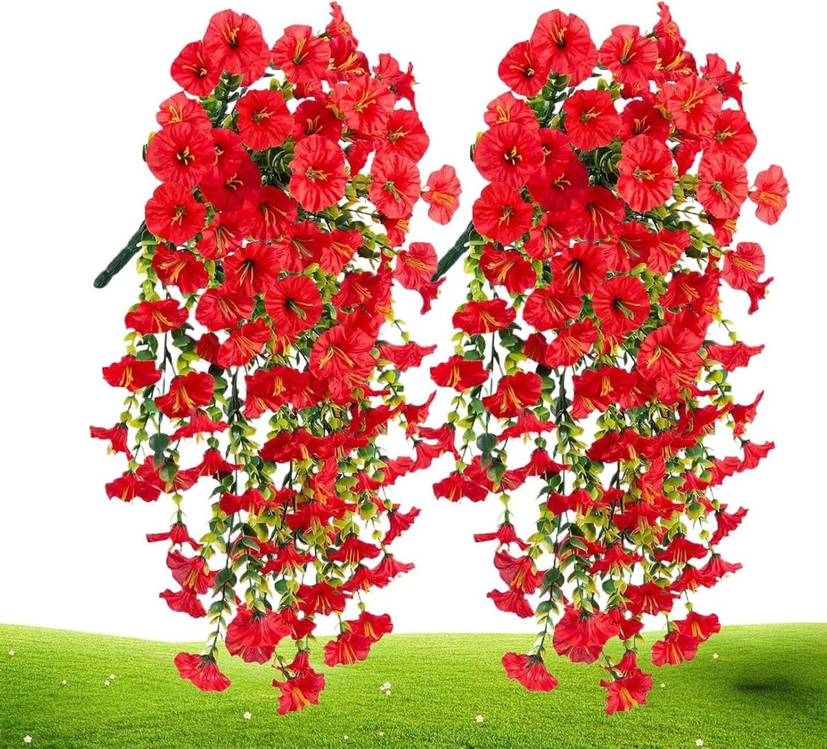 Kunstbloemen Petunia Rood - Onderhoudsvrije Nepbloemen voor Buiten Decoratie - 75 cm
