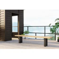 OUTFLEXX New Bob Bank, anthrazit/natur, Alu/recycled Teak, 220 x 40 x 46 cm, rustikal gebürstet