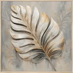 EUROART Wandbild 55 x cm Silver Leaves II Kunststoff Gold