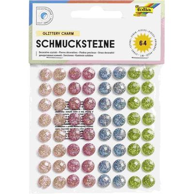 Folia Schmucksteine GLITTERY CHARM, selbstklebend, 64 Stück
