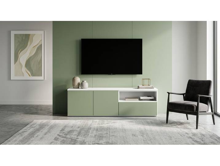 TV Lowboard skandinavisch MDF Beschichtet MDF Weiß matt