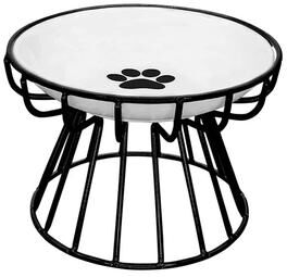 Uplift Treasures Elevated Ceramic Pet Feeding Bowl Set paw Print
