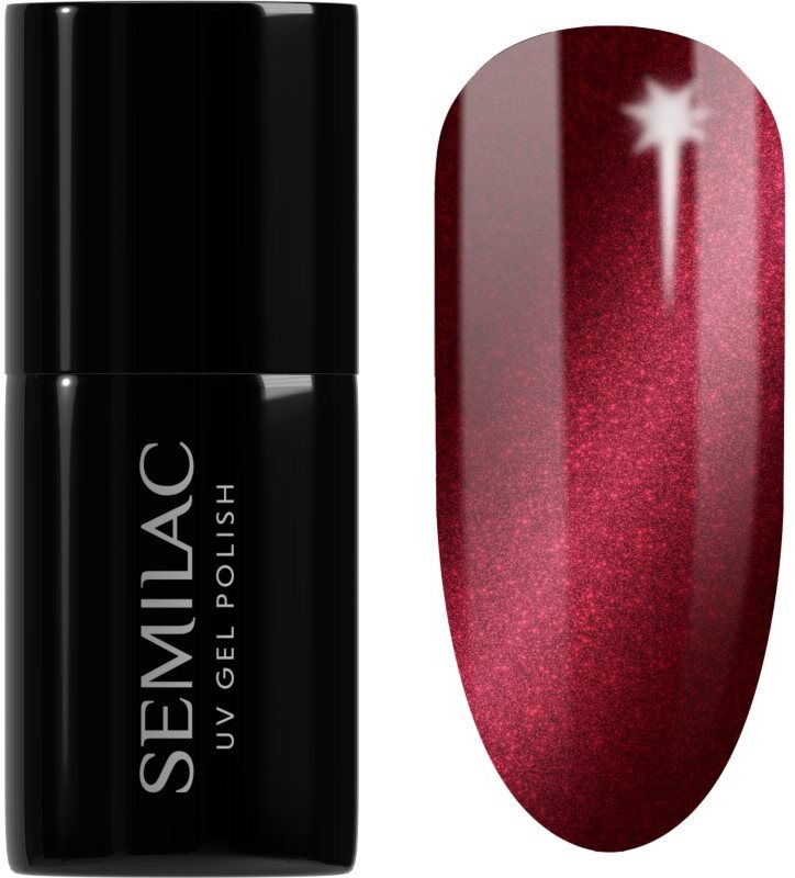 Semilac UV Hybrid Silk Effect gel nail polish for UV/LED hardening shade 467 Red Candle Flash 7 ml