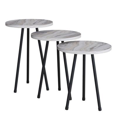 3 tlg. Holz Beistelltisch Couchtisch Mamor Mirola