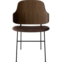 The Penguin Stuhl Nussbaum mit gepolstertem Sitz, Leder Braun
