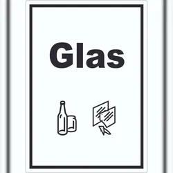 HB-Druck Glas Mülltrennung Aufkleber Text Symbol Scheibe Flasche A4 (210x297mm)