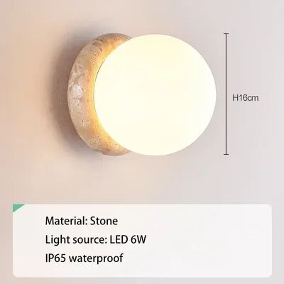Friendly Fresh Finds Wabi Sabi Travertine Wall Light Natural Stone LED Wall Sconce For Indoor Outdoor Spaces wall Lamp neutral Light 4000k