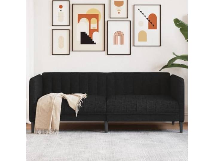 HEFZGDB 2-Sitzer Sofa Schwarz Stoff Modernes Design Wohnzimmergarnitur mit Dicker Polsterung und Stabilen Stützbeinen für Atmungsaktive Langlebigkeit und Komfortables Sitzgefühl
