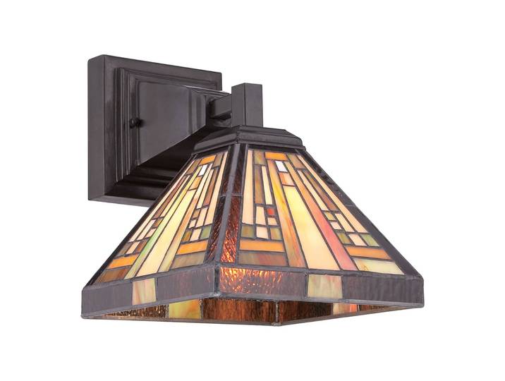 Tiffany wandlamp Stephen, dimbaar, multicolor, Woon-/ Eetkamer, Glas, Tiffany, Wandlamp