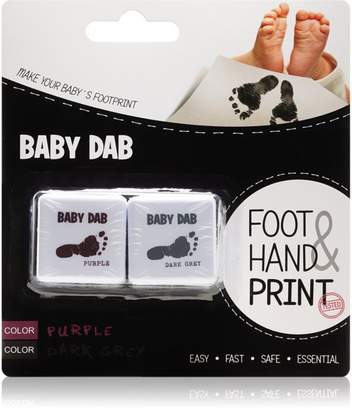 Baby Dab Foot & Hand Print Purple & Grey peinture conçue pour les empreintes d’enfants 2 pcs