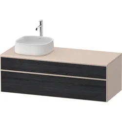 Duravit Zencha Konsolenwaschtischunterbau, 1300x550mm, 1 Auszug, 1 Schubkasten, Ausschnitt links, ZE4822L16830000, Farbe: Front: EichSchwarz/Korpus: Taupe supermatt
