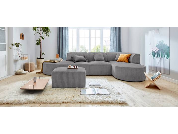 Ecksofa GOODPRODUCT Alesund L-Form , grau (anthrazit), B:362cm H:84cm T:183cm, Cord (100% Polyester);Filzoptik (100% Polyester), Sofas, Ecksofa, bestehend aus Modulen, auch einzeln erhältllich, miteinander verbunden