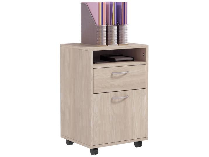 Meuble de rangement Homcom avec tiroirs et roulettes, unité de bureau avec tiroir, compartiment, porte, classeur mobile pour bureau, salon, 40x35x60 cm