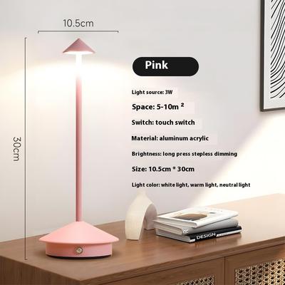 Smart Shopping Spot Modern Rechargeable Table Lamp Touch Control Cordless LED Desk Lamp With 3 Color Dimmable Light pink