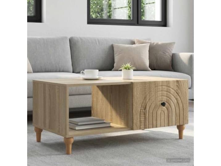 TEKGHUT Couchtisch Sonoma-Eiche 90x50x40 cm Holzwerkstoff mit Stauraum Sonoma-Eiche Optik, Holzwerkstoff, 90x50x40 cm, Ablageflaechen, pflegeleichte Oberflaeche, Wohnzimmer