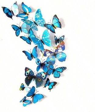 Uplift Treasures 3D Butterfly Magnetic Wall Decor Set 12pcs Blue