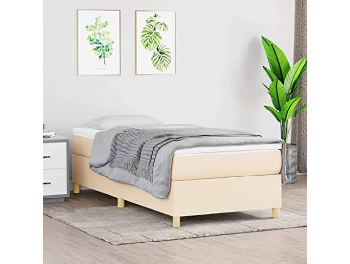 RJPLMFV Lattenrost und Matratze, 90 x 190 cm, Stoff, cremefarben Taschenfedern, feste Halterung, Sperrholzlatten, atmungsaktiv, langlebig