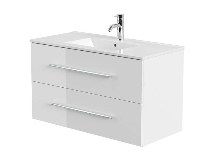 Meuble vasque Homeline 101cm Blanc/Blanc brillant