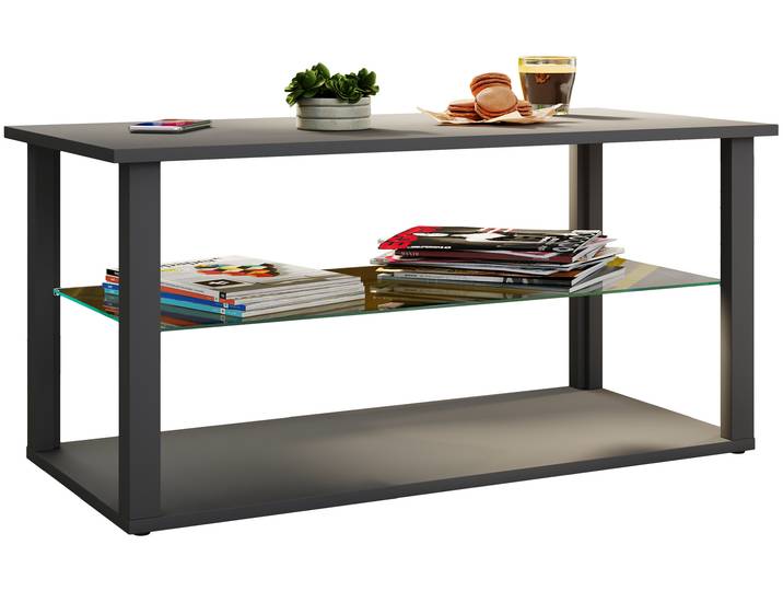 Holz Sofatisch Couchtisch Glas Wanilo L