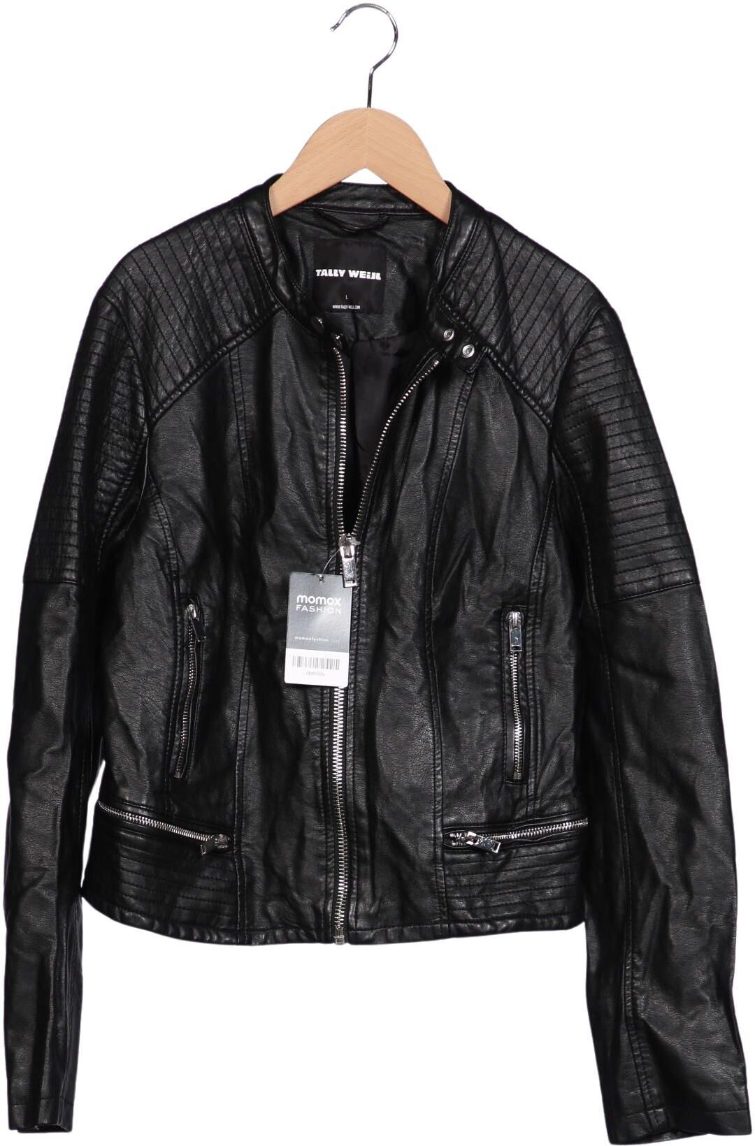 Tally Weijl Damen Jacke, Schwarz, Gr. L, Viskose / Kunstleder - Second Hand