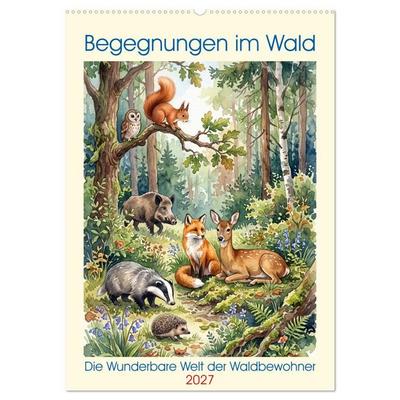 Begegnungen im Wald (Wandkalender 2027 DIN A2 hoch), CALVENDO Monatskalender