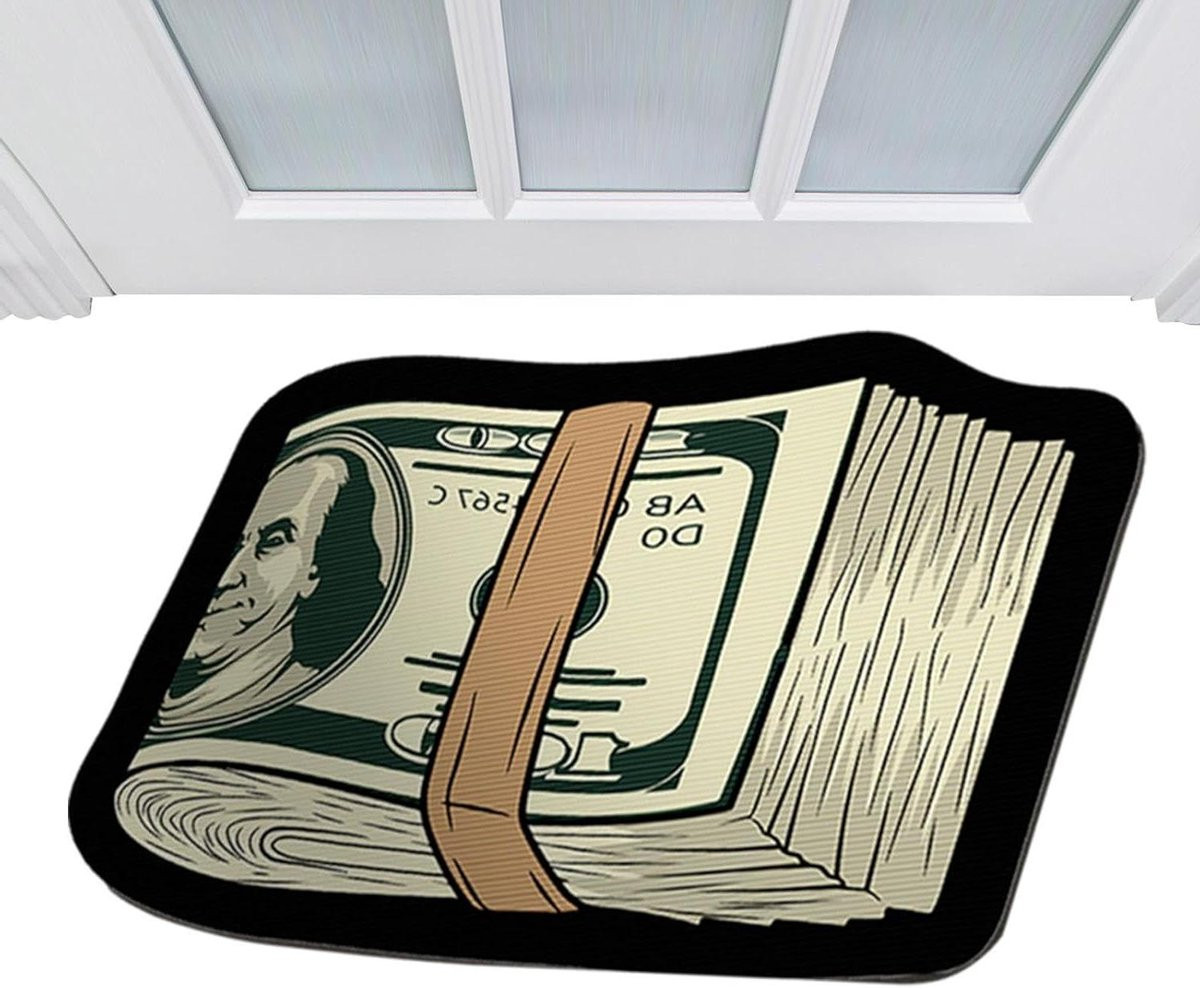 Geld Tapijt met Geld Print en Antislip Achterkant - 42 x 58 cm