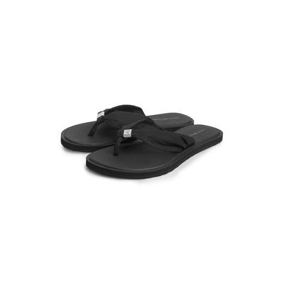 Zehentrenner TOMMY HILFIGER "TH SCANDI SOFT SUMMER SANDAL", Damen, Gr. 35, Baumwolle, schwarz, Schuhe Zehentrenner, Sommerschuh, Strandschuh mit Schmuckelement