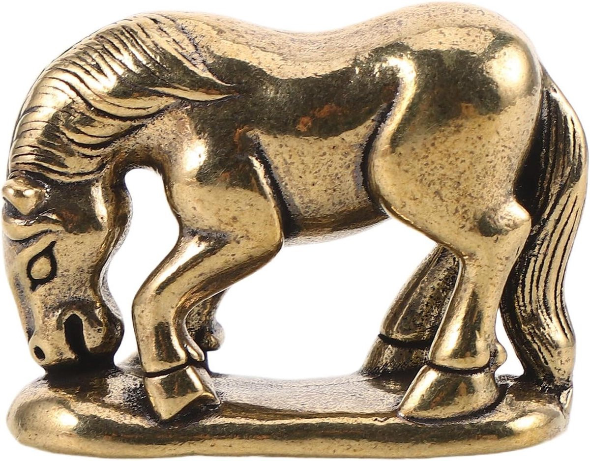 Paardenbeeldje Messing Goud - Decoratief Dierenbeeldje voor op je Bureau of Tafel