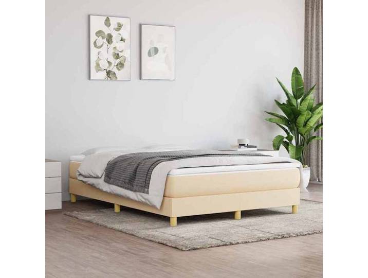 Crème Cadre de lit à lattes crème 140x190 cm tissu_2 ans garantie 60387