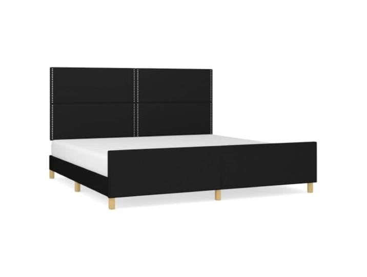 PUGYNBK Bettgestell aus schwarzem Stoff, 200 x 200 cm Verstellbares Kopfteil, robuste Beine, Holzlatten, atmungsaktiv, langlebig