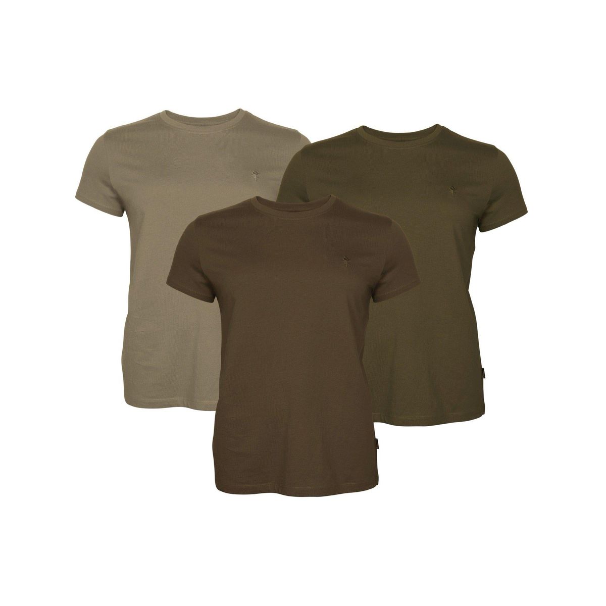 Pinewood 3-Pack Women T-shirt green/h.brown/khaki (720) XS 1-34470720004