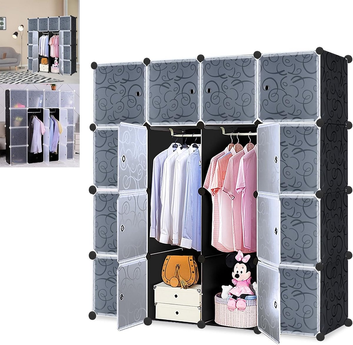 Modulaire Garderobe Kast met 16 Deuren en Waterdicht Opbergsysteem