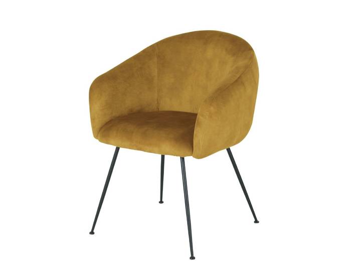 Fauteuil de table en velours ocre