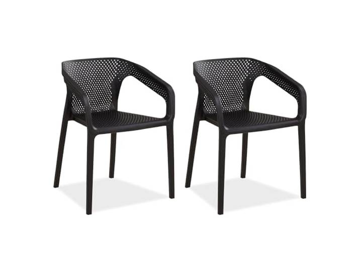 Homestyle4u Gartenstühle 2er Set Stapelbar mit Armlehnen, Schwarz