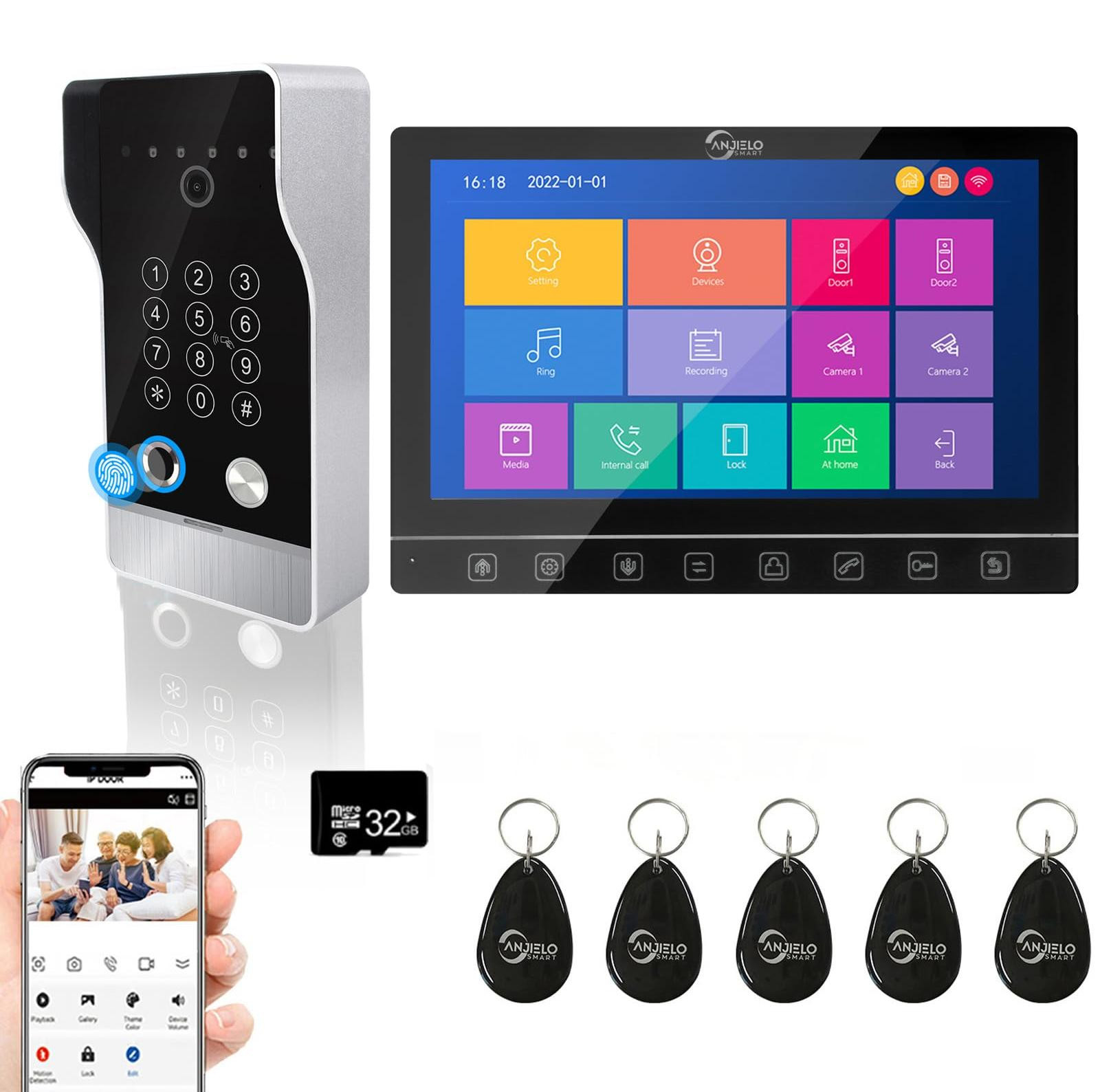 Selius Kabelgebonden video-intercomsysteem met 7 inch Touch-monitor en 1080p-resolutie
