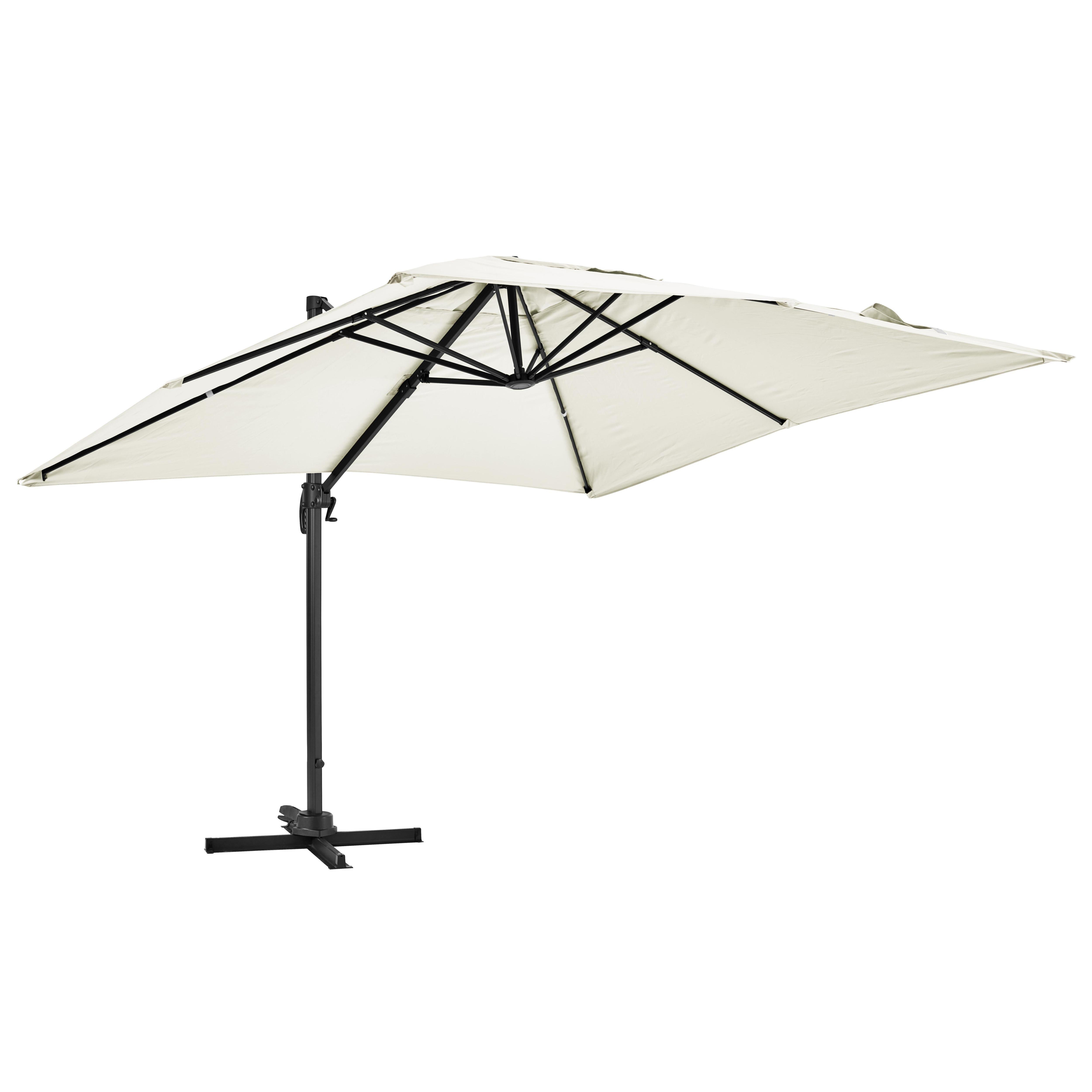 Hoher quadratischer Sonnenschirm aus Aluminium 3 m hoher Weiss - Oviala Malaga