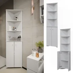Vicco Badschrank Fynn Weiß 36 x 175 cm Eckschrank 2 Türen