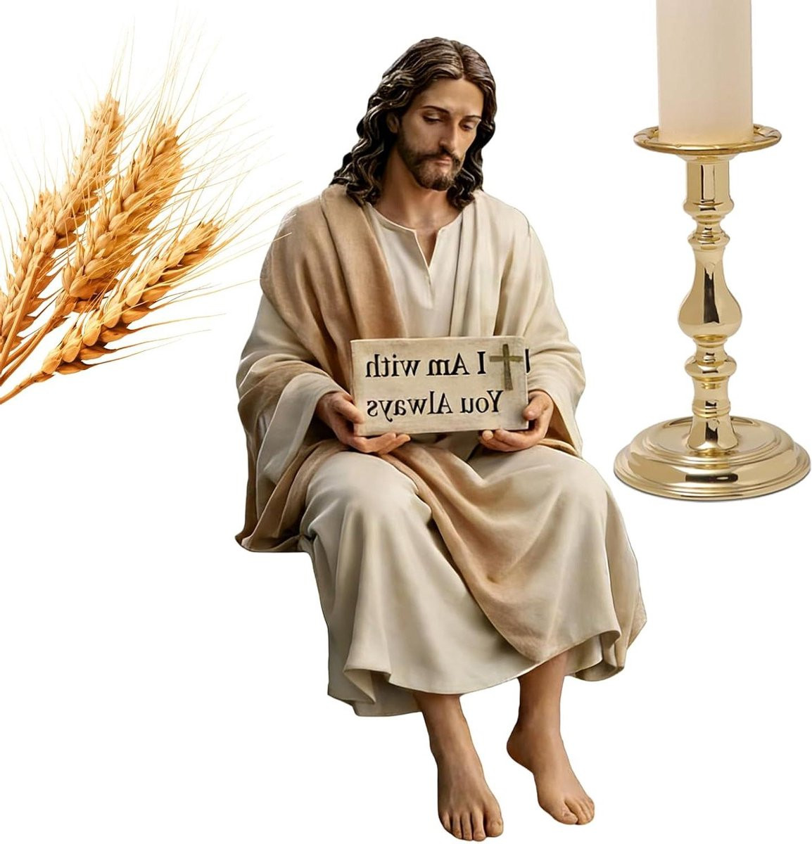 Handgeschilderd Jezus beeldje van hars voor spirituele decoratie, Hoogte: 107 cm