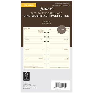 Filofax Kalendereinlagen 27-68458, Cotton Cream, Jahr 2027, 1 Woche auf 2 Seiten, Personal