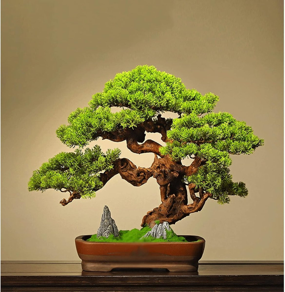 Kunstplant Bonsai Nep Pijnboom in Pot - Onderhoudsvrij Groen Decoratief Display