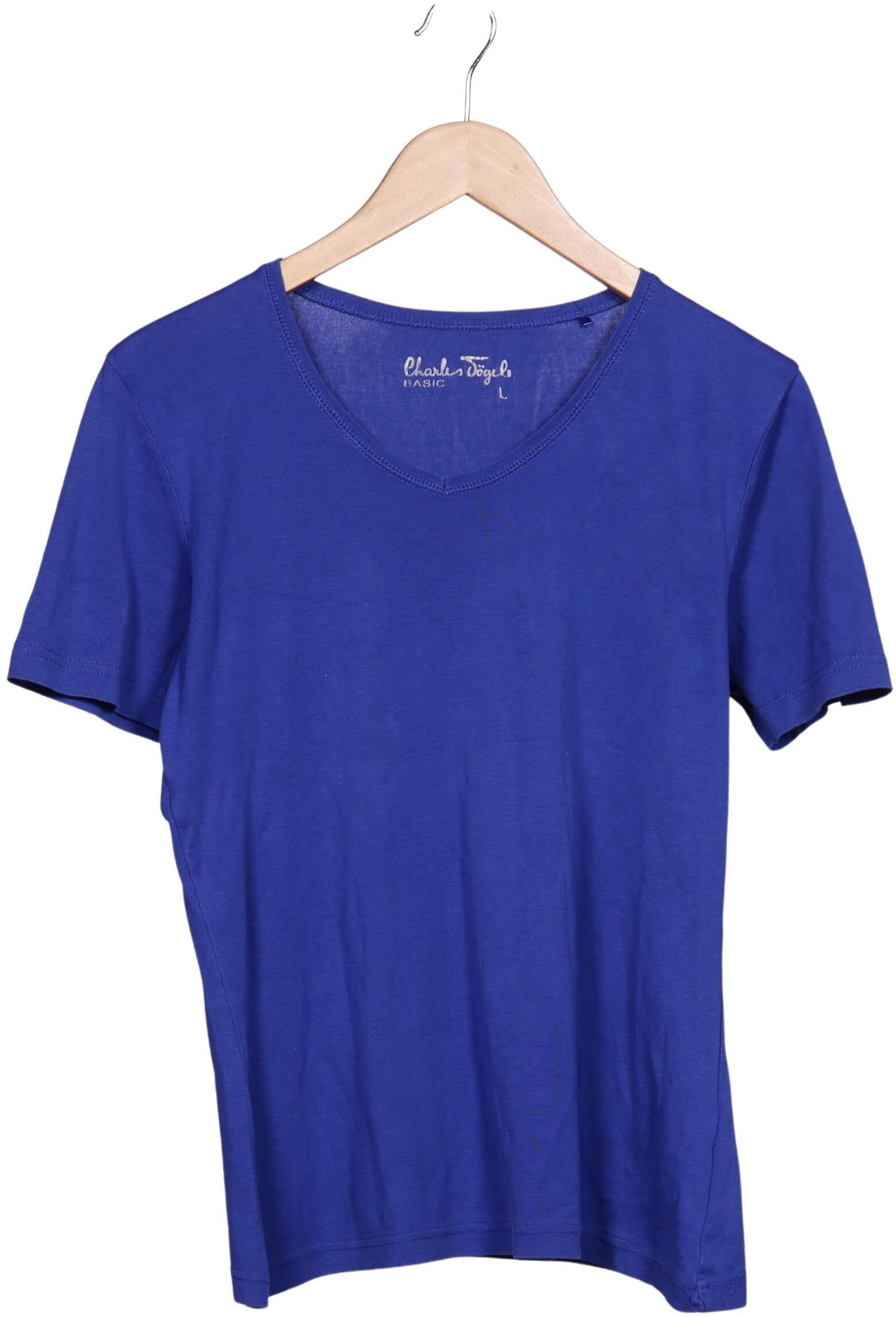 Charles Vögele Damen T-Shirt, Blau, Gr. L, Baumwolle - Second Hand