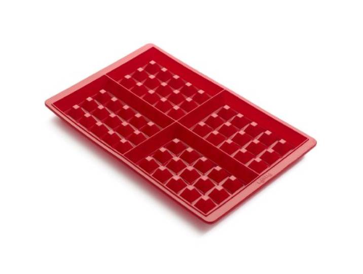 Lékué - Moule à Gaufres - 2 Plaques - Silicone Platine rouge