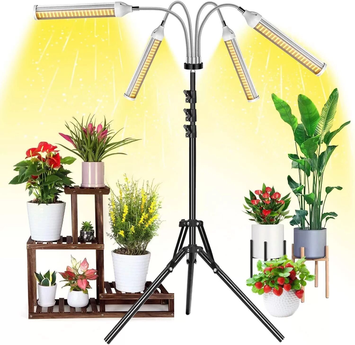 INF Lampe de culture d'intérieur avec 4 têtes, col de cygne flexible, 3 modes