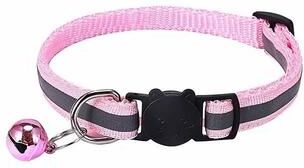 Inspired Finds Reflective Pet Collar With Bell Adjustable Safety Collar For Cats & Small Dogs pink
