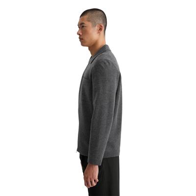 Cardigan MARC O'POLO "in kompakter Boiled Wool Optik", Herren, Gr. M, dunkelgrau melange, Obermaterial: 88% Schurwolle, 12% Polyamid, unifarben, regular fit, Manschette, Strickjacken