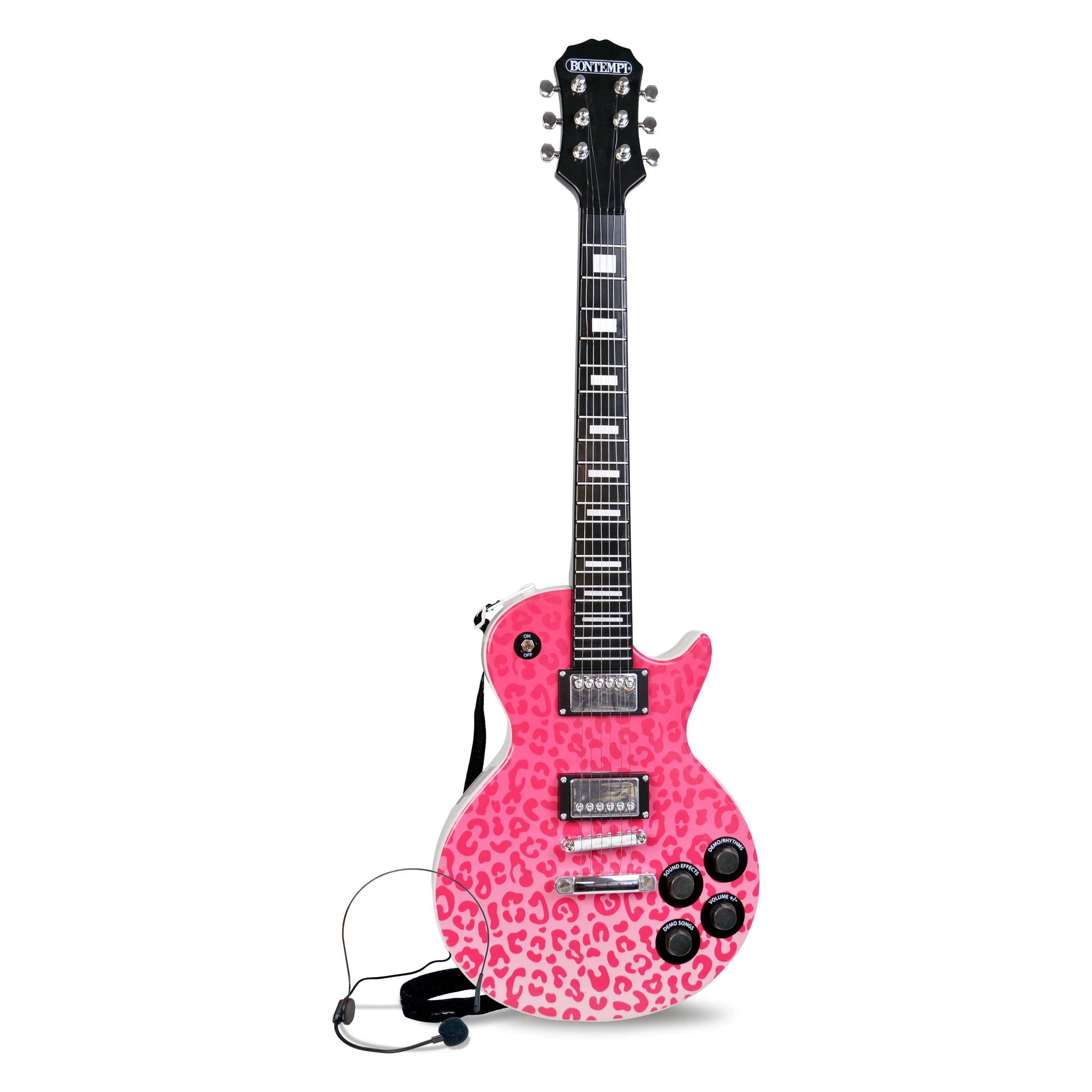 Bontempi Rockgitarre mit Headset-Mikrofon pink (Multilingual) (241471)