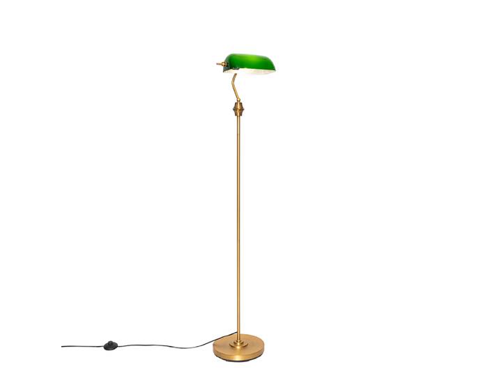 Lampadaire banquier intelligent bronze avec verre vert incl. WiFi