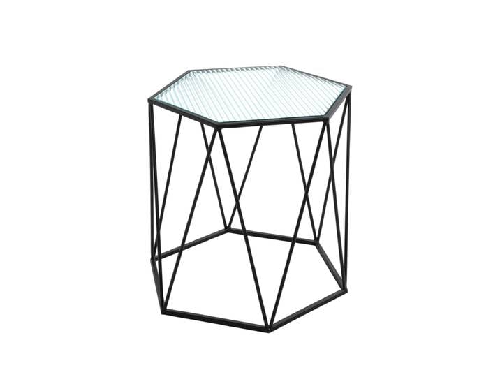 Beistelltisch 46 x 46 cm Dekorglas/schwarz